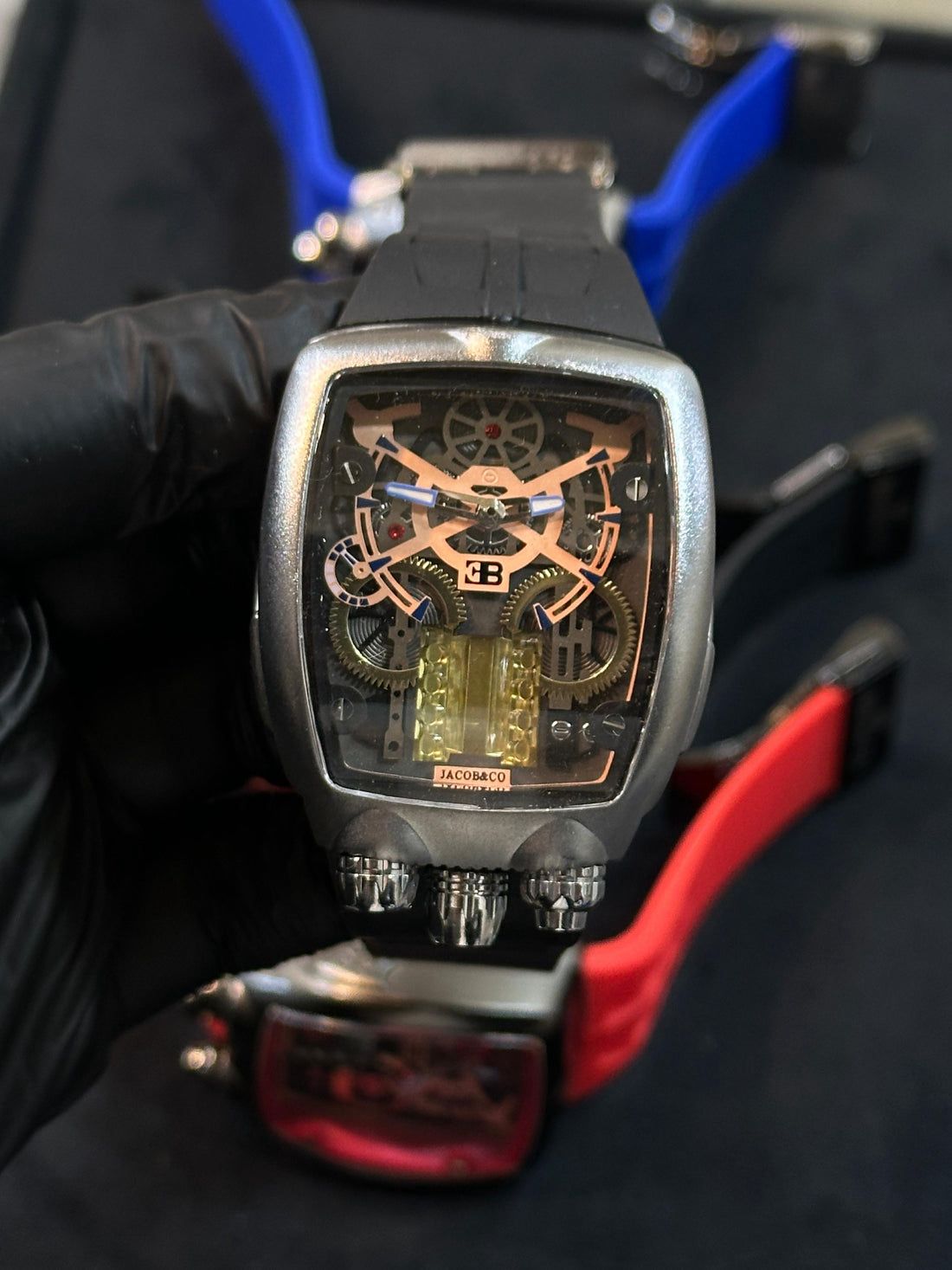 Jacob&Co Bugatti Black Straps Silver Case